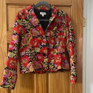 Y2K Isaac Mizrahi for Target Red Floral Fitted Blazer - Statement Piece